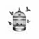 bird cage tattoo design idea