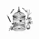 bird cage tattoo design idea