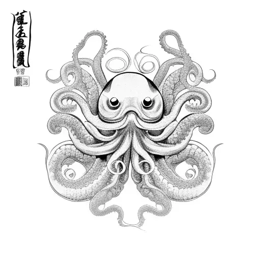 A traditional Japanese geisha with octopus tentacles instead of hair tattoo design idea