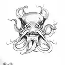 A sketch-style tattoo of a yokai (Japanese ghost) with an octopus head tattoo design idea