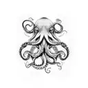 An octopus with intricate Japanese patterns and symbols tattoo design idea