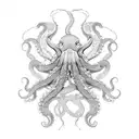 An octopus with intricate Japanese patterns and symbols tattoo design idea