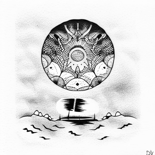 Sunset with music tattoo design idea