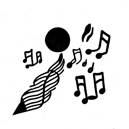 sunset over the ocean made up of musical notes tattoo design idea