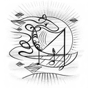 Sunset over the ocean with musical notes tattoo design idea