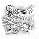 Sunset over the ocean with musical notes tattoo design idea