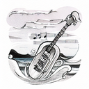 Sunset over the ocean with musical notes tattoo design idea