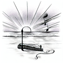 Sunset over the ocean with musical notes tattoo design idea