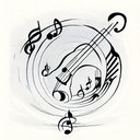 Sunset over the ocean with musical notes tattoo design idea