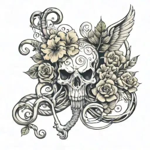 Uterus, made of wire, flowers, and other symbols representing love and pain  tattoo design idea
