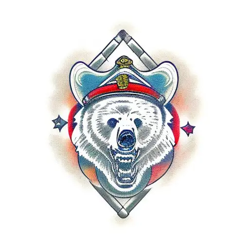 bear mushroom tattoo design idea