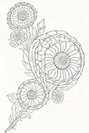 ammonites with a big flower inside  tattoo design idea