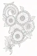 ammonites with a big flower inside  tattoo design idea