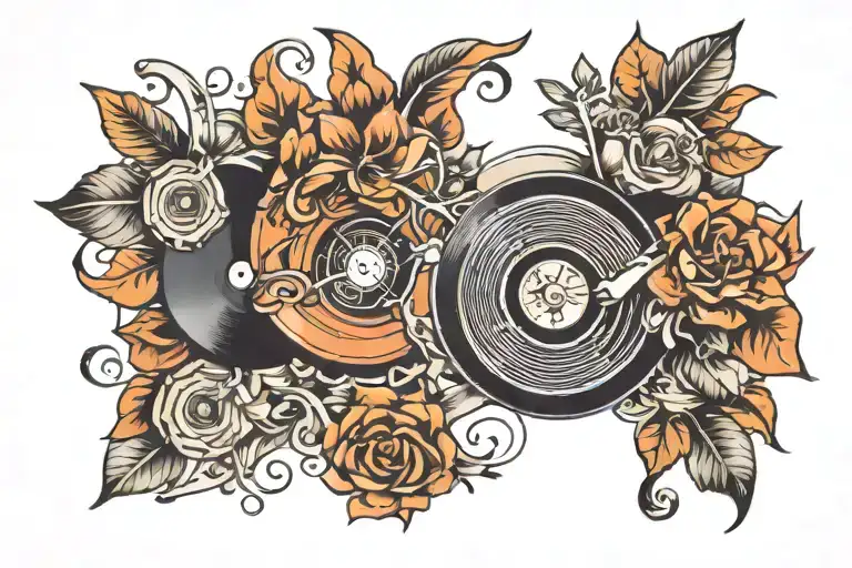 vinyl record tattoo design idea
