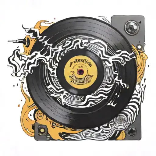 vinyl record with sound waves forming tattoo design idea