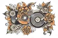 vinyl record tattoo design idea