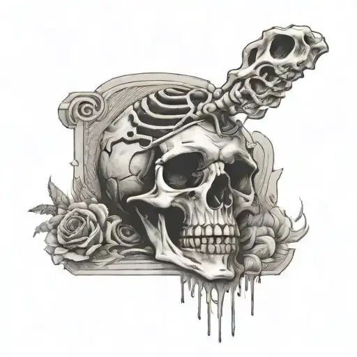beach skeleton tattoo design idea