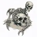 beach skeleton tattoo design idea