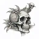 beach skeleton tattoo design idea