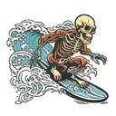 surf skeleton tattoo design idea