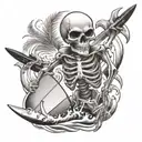surf skeleton tattoo design idea