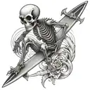surf skeleton tattoo design idea