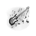 Guitar with music notes a lamb brand  tattoo design idea