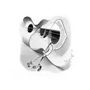 Guitar with music notes a lamb brand  tattoo design idea