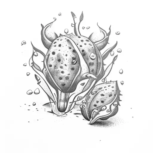 A rhipidomys mastacalis inside of a theobroma cocoa fruit tattoo design idea