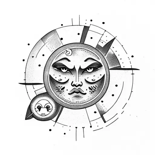 Sun and Moon tattoo design idea