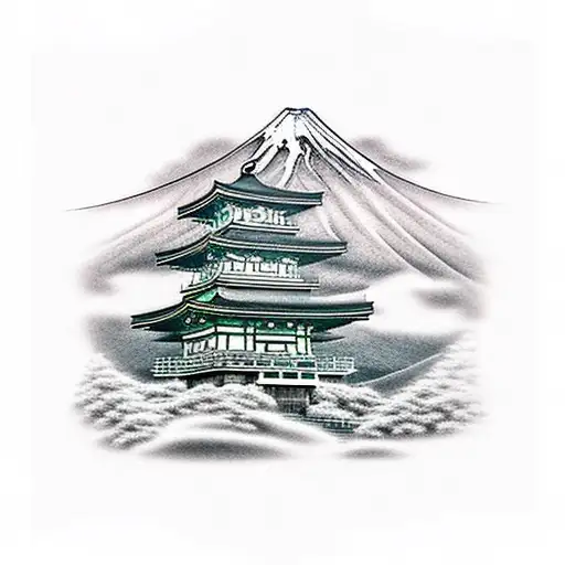 mountain Fuji, Torii gate, japanese Great tattoo design idea