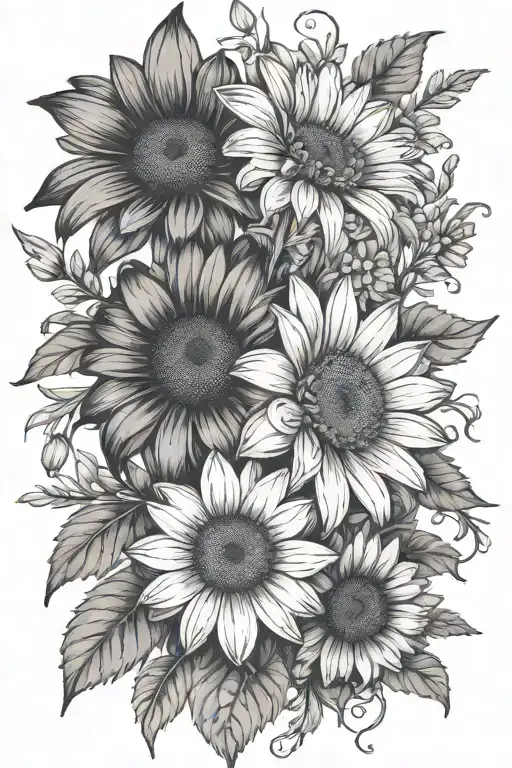a gerbera and a delphinium flower. Just 2 flowers  tattoo design idea