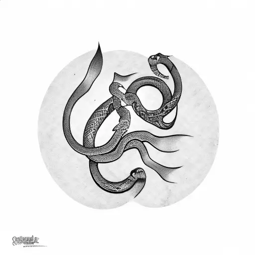 greek scale with snake scrawling up it tattoo design idea