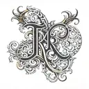 r, d, t initials intertwined tattoo design idea