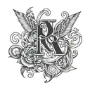 r, d, t initials intertwined tattoo design idea