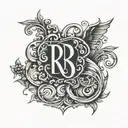r, d, t initials intertwined tattoo design idea