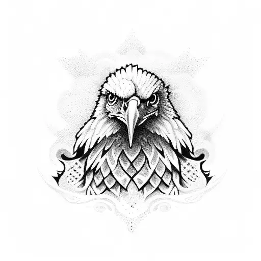 eagle with beret on tattoo design idea