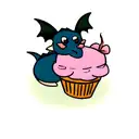small dragon eating cupcake tattoo design idea