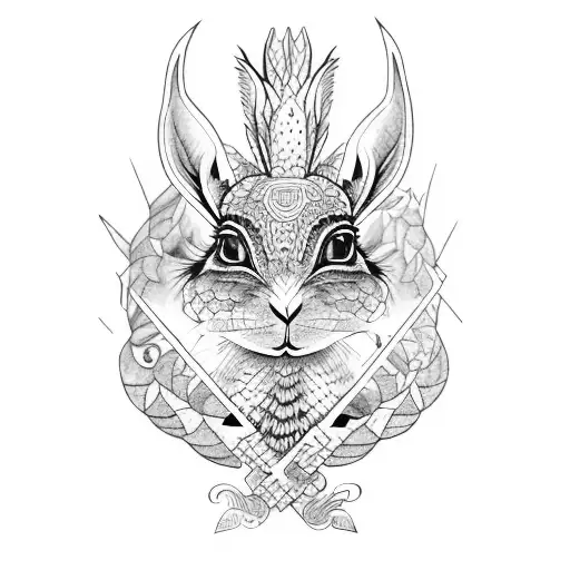 Quetzalcoatl mexico rabbit tattoo design idea