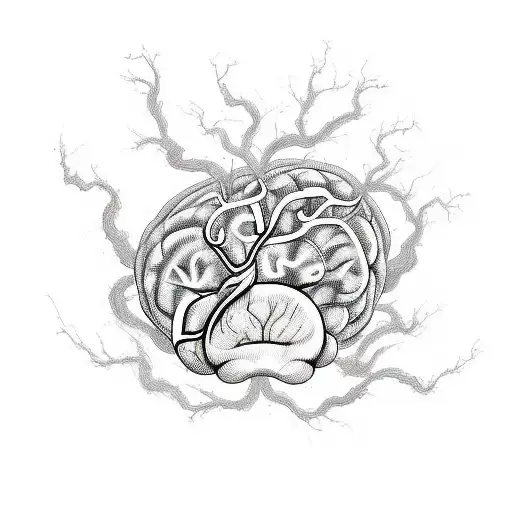 A sketch style tattoo of a brain with lightning bolts, symbolizing the resilience to overcome seizures and trust nobody tattoo design idea