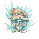 skull with ginkgo leaves tattoo design idea