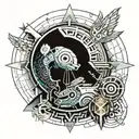 indian, st sebastian, aviation, cyberpunk inspired tattoo featuring tattoo design idea