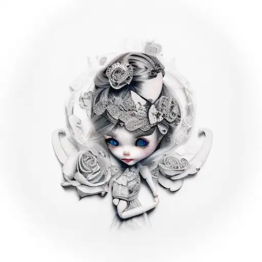 doll playing ps5 tattoo design idea