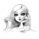 doll playing ps5 tattoo design idea