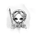 doll playing ps5 tattoo design idea