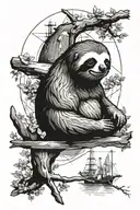 surreal sloth in the style of hieronymus bosch tattoo design idea