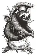 surreal sloth in the style of hieronymus bosch tattoo design idea