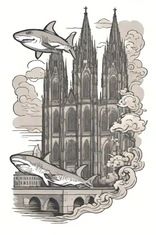 Cologne Church with Cologne Shark tattoo design idea