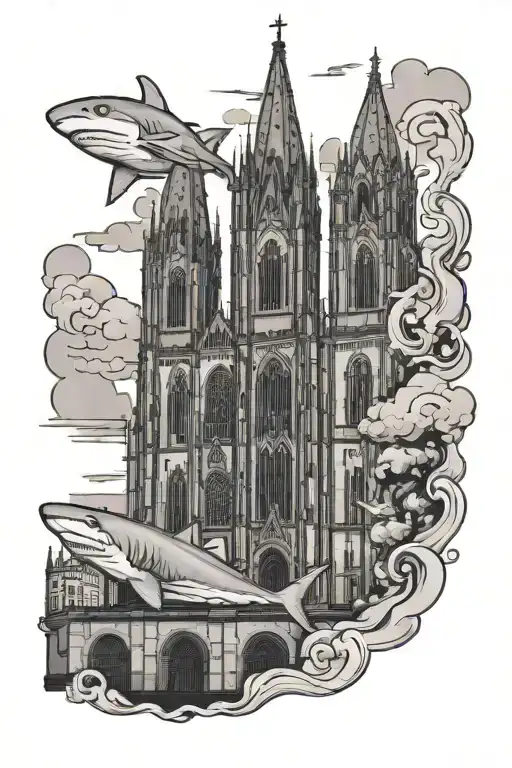 Cologne Church with Cologne Shark tattoo design idea