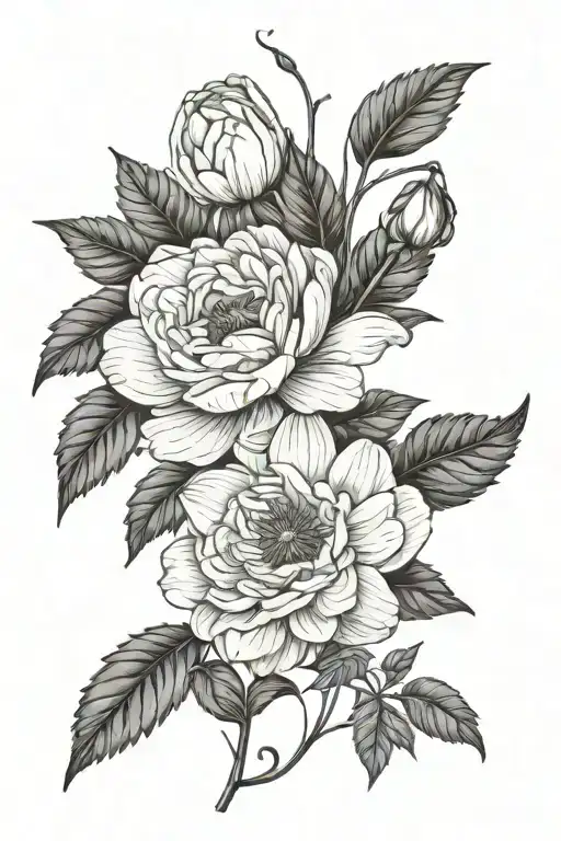 Ranunculus flower, daisy, asters flowers, morning glory flowers, larkspur flower, water lily, holly flower, narcissus tattoo design idea
